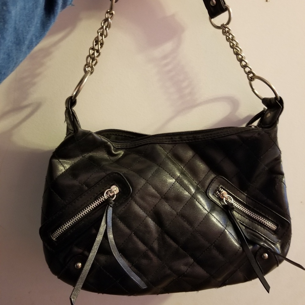 Black Quilted Faux Leather Purse